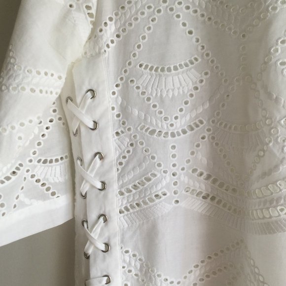 Chico's White Cotton Eyelet Blouse - Picture 4 of 6